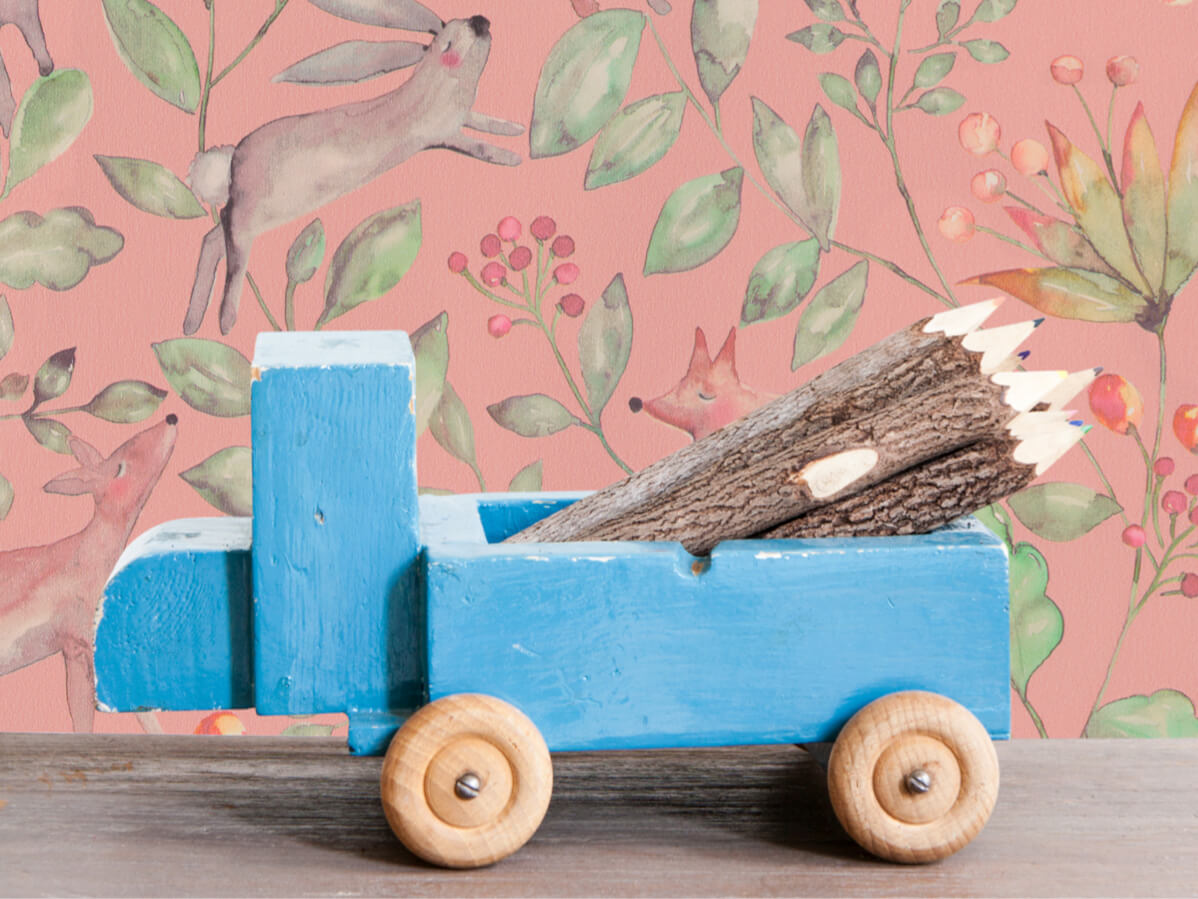 Kinderkamer behang dieren roze