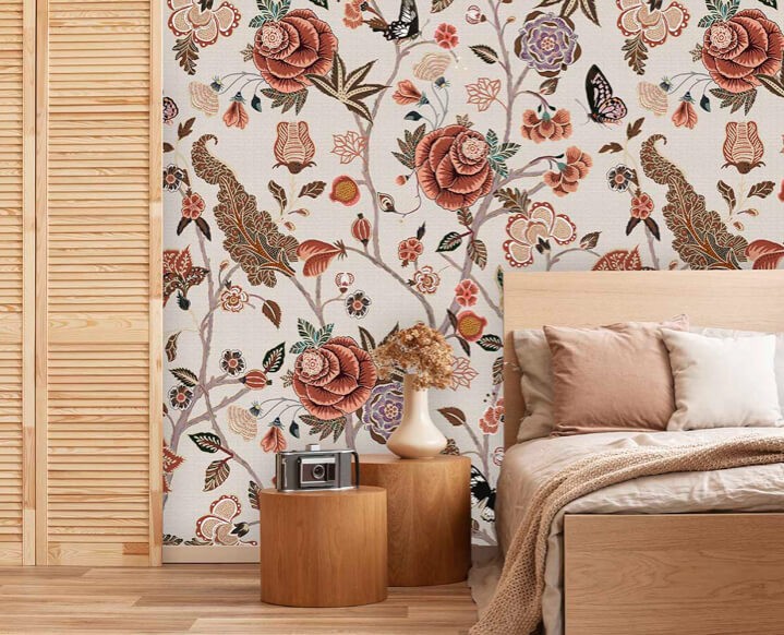 Rozen behang met beestjes - licht