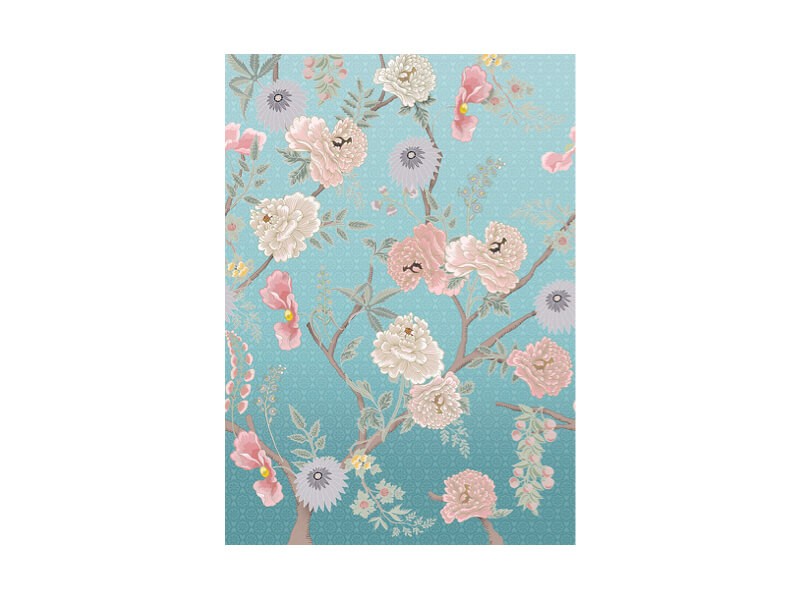 Bloemenbehang blauw