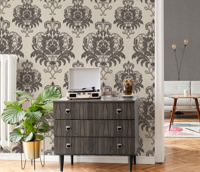beige barok behang