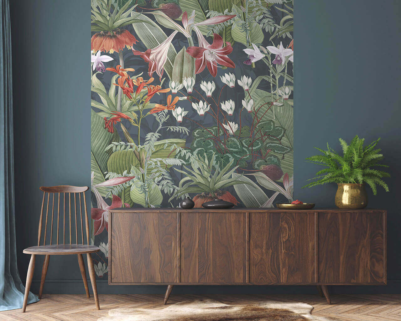Behang Bladeren en Bloemen