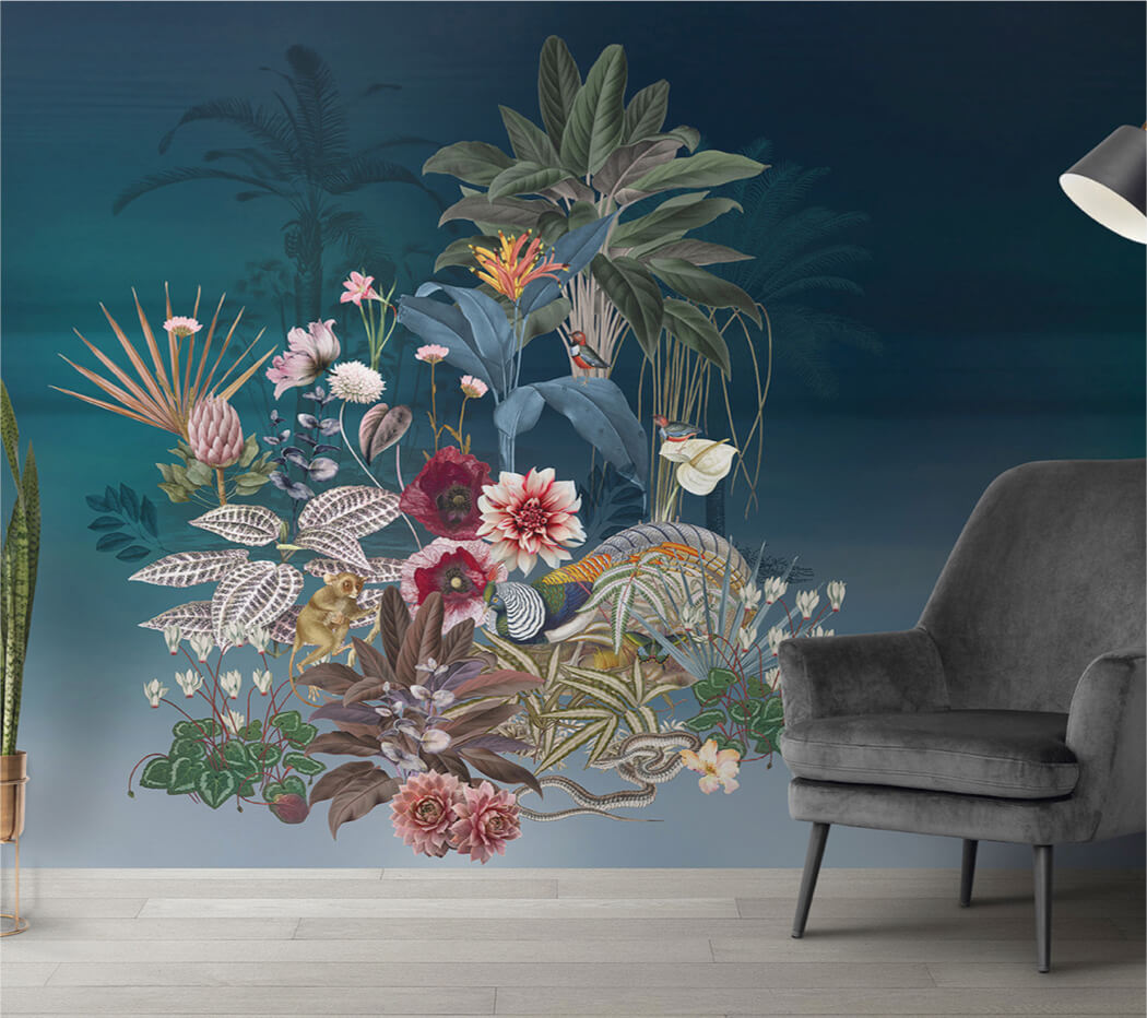 Behang Bloemen Tropisch