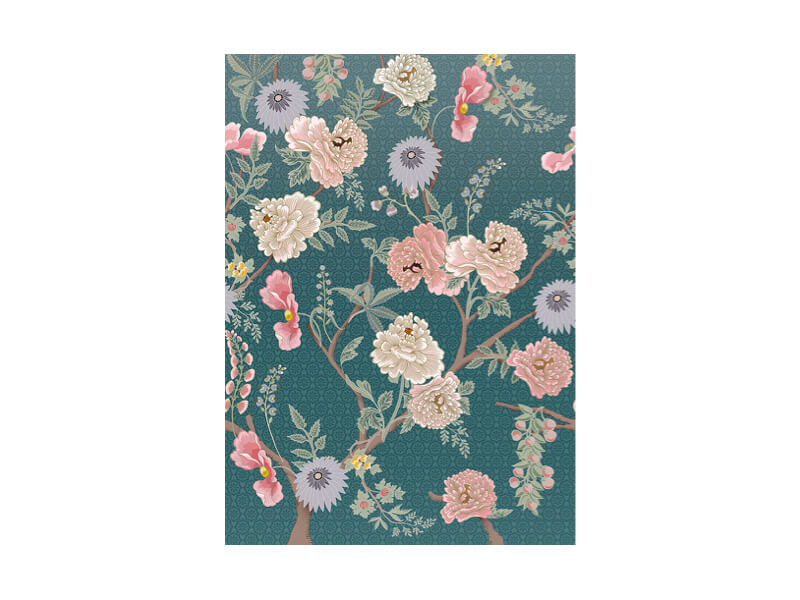 Behang blauw bloemen