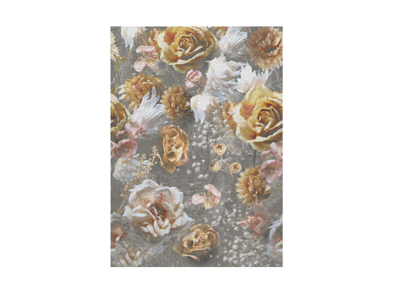 Behang bloemen goud