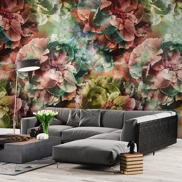 Behang met grote bloemen
