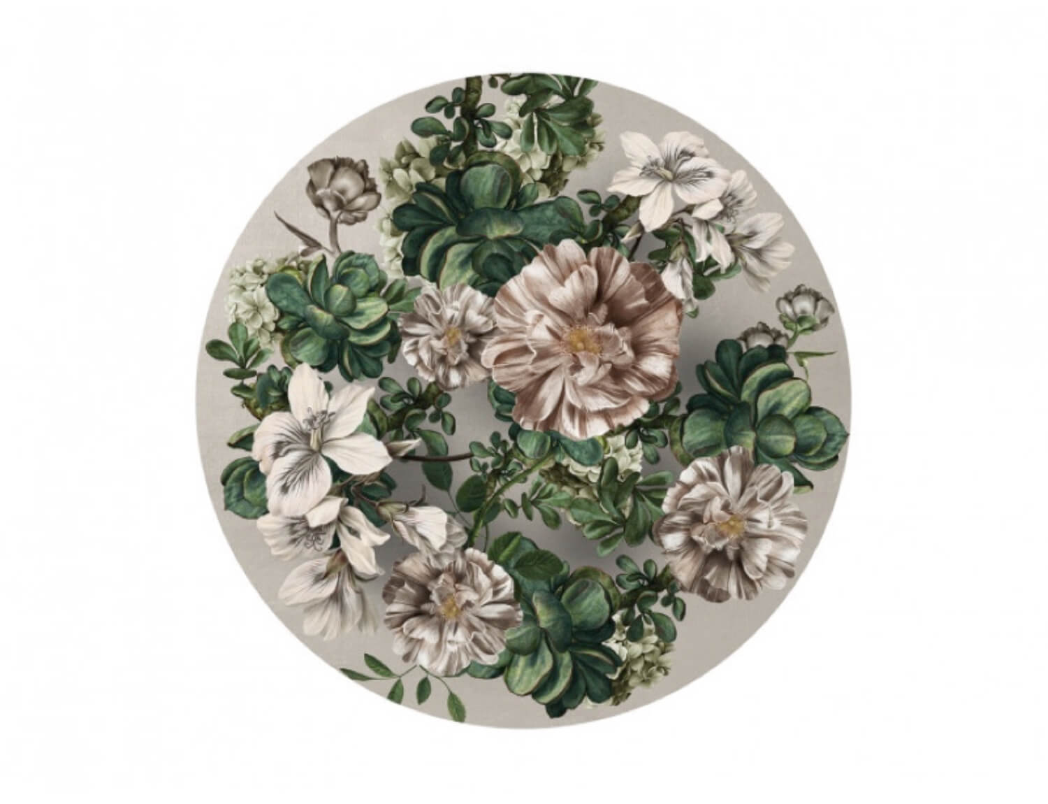 Behangcirkel bloemen grijs - BNWalls