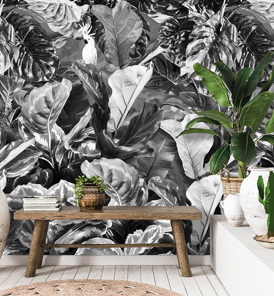 Grote donkere bladeren behang
