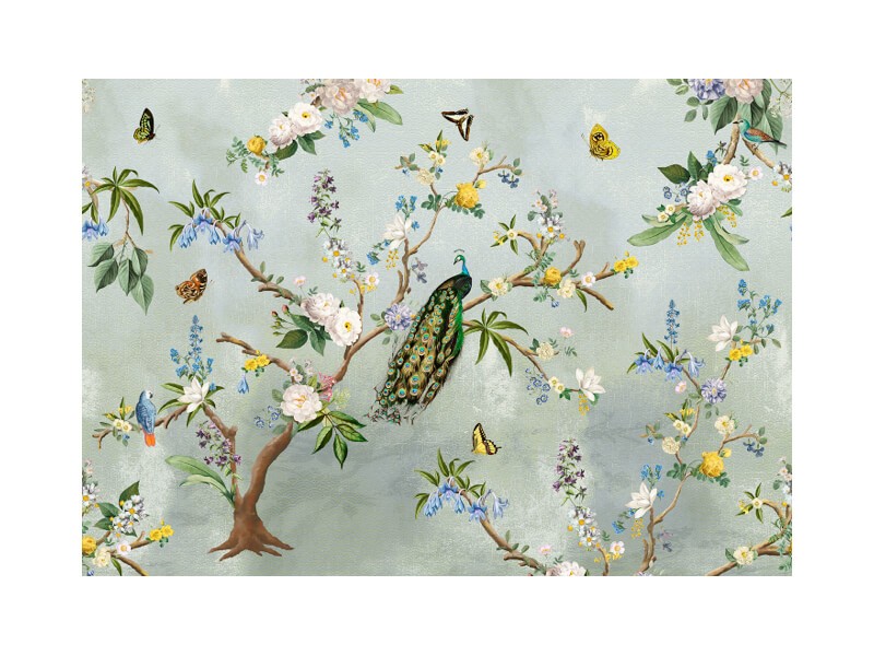 Behang tropische vogels turquoise