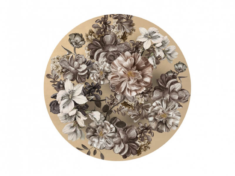 Behangcirkel bloemen beige