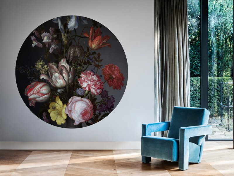 Behangcirkel grote bloemen