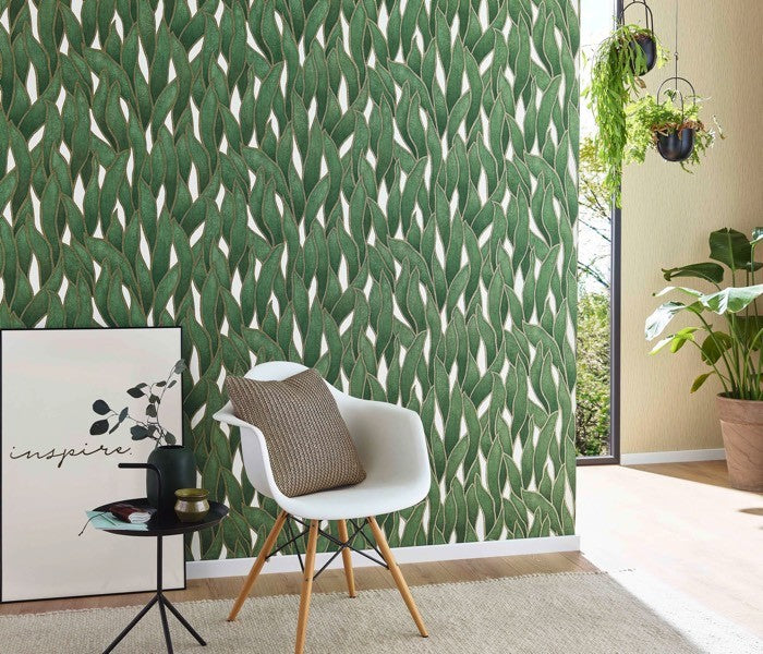Groen bladeren behang