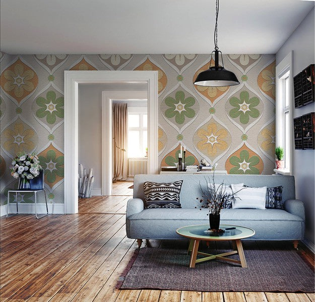 Retro bloemen behang