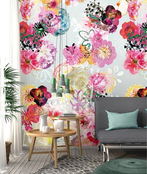 Behang bloemenprint