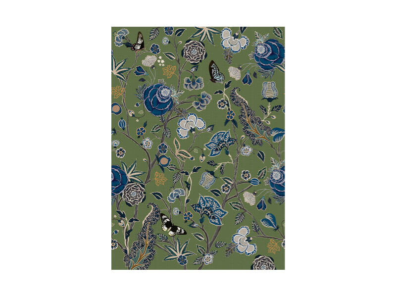 Bloemen behang groen