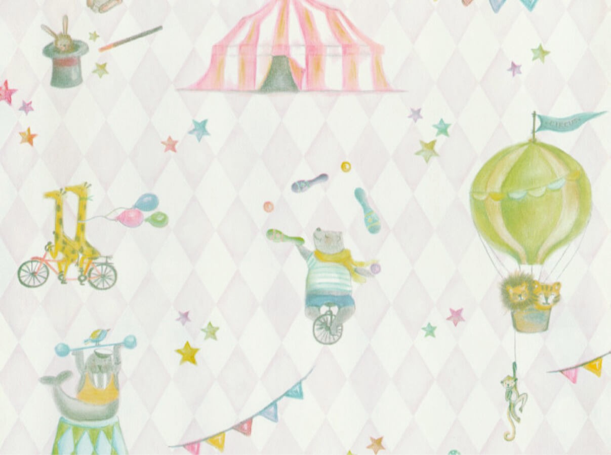 Circus behang roze