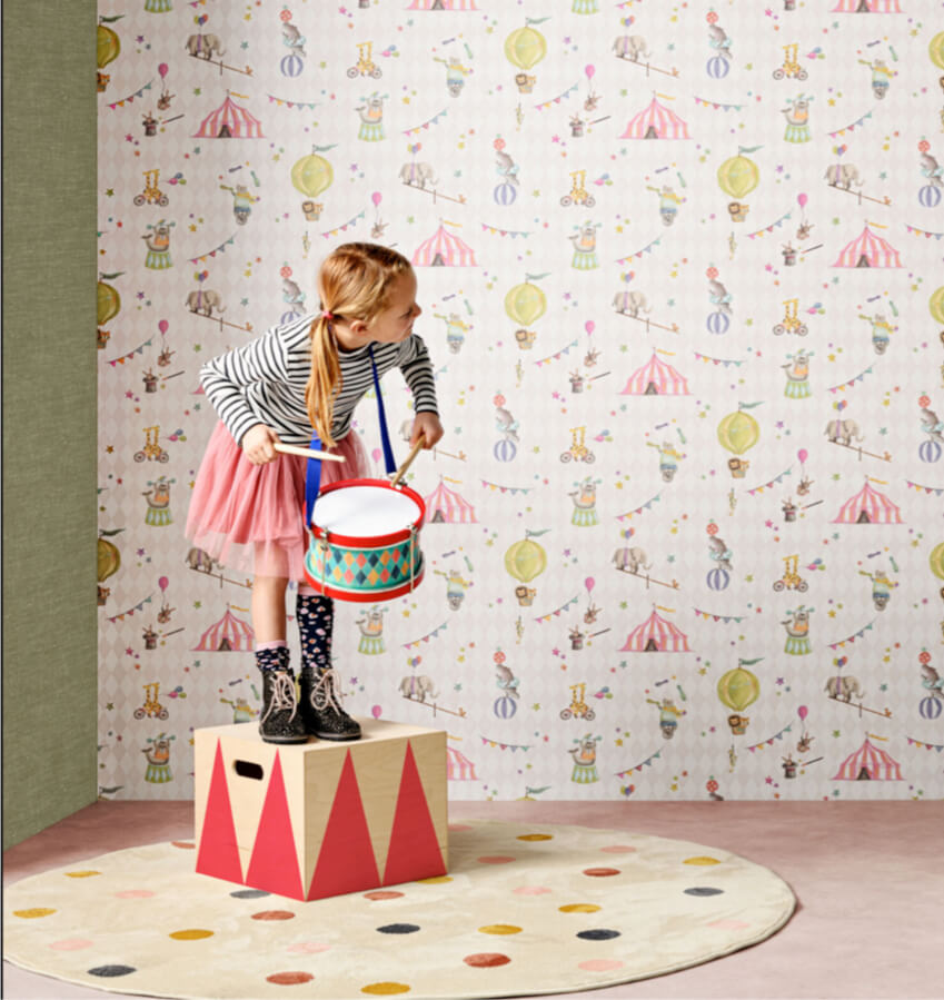 Circus behang roze