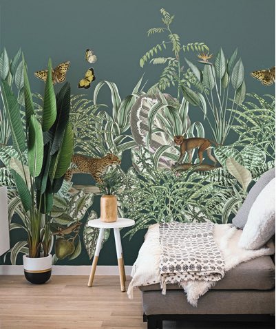 Jungle behang donker groen