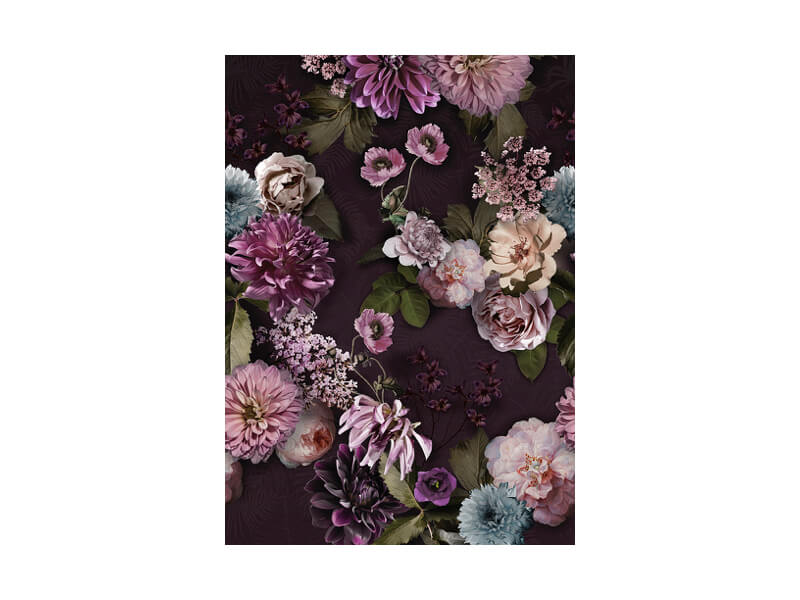Donker bloemen behang
