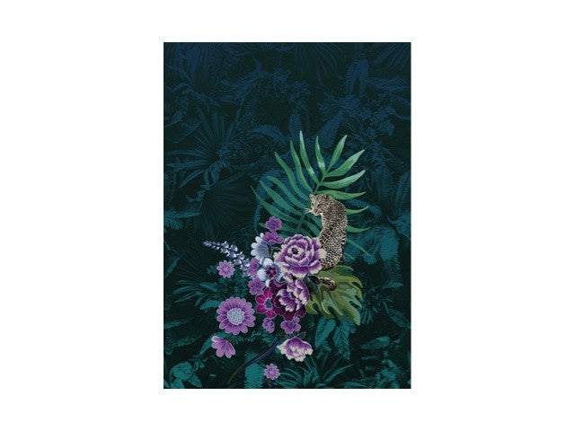 Donkerblauw jungle behang
