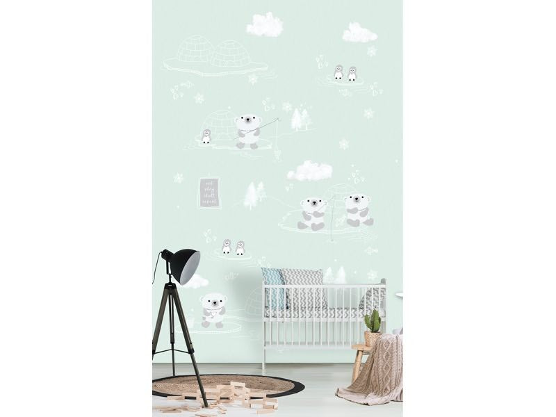 Ijsberen behang groen