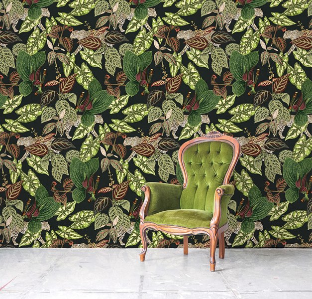 Behang groene blaadjes