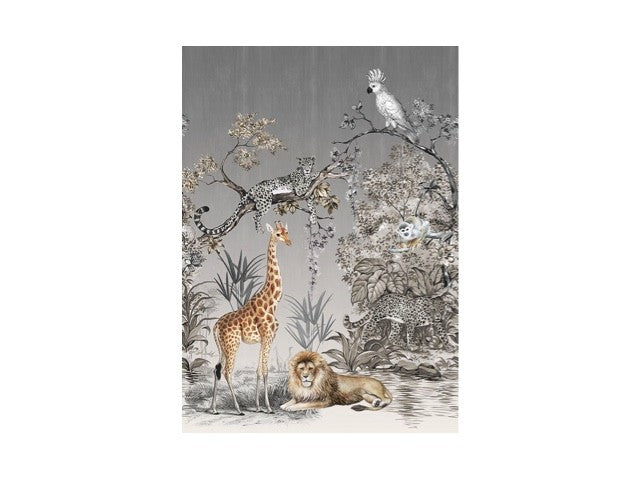 Dieren behang lichtgrijs