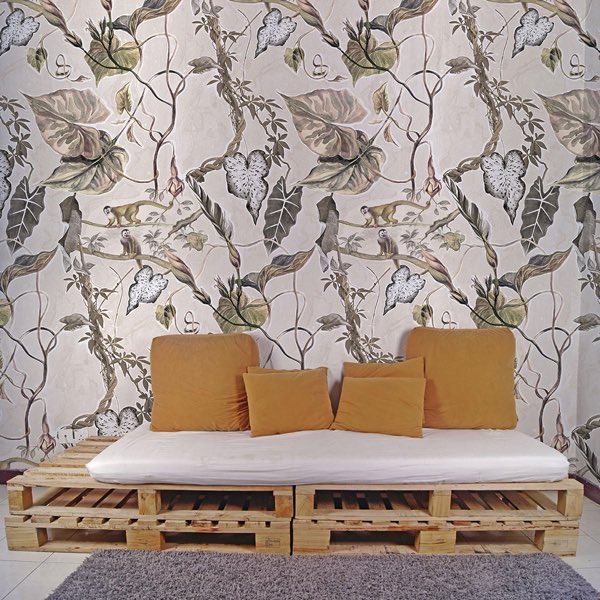 Jungle behang lichte kleuren