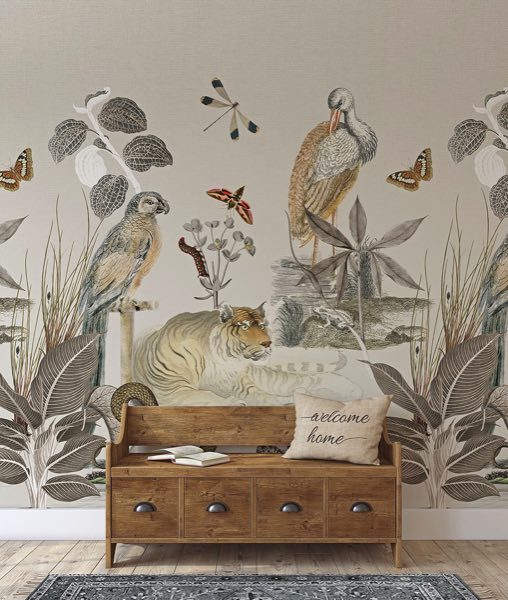 Dierenbehang grijze kleuren