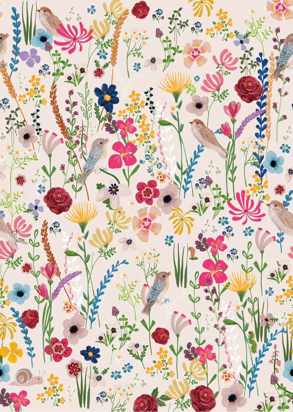 Kinderbehang bloemen roze