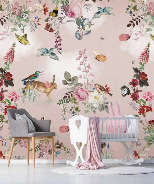 Kinderbehang dieren roze