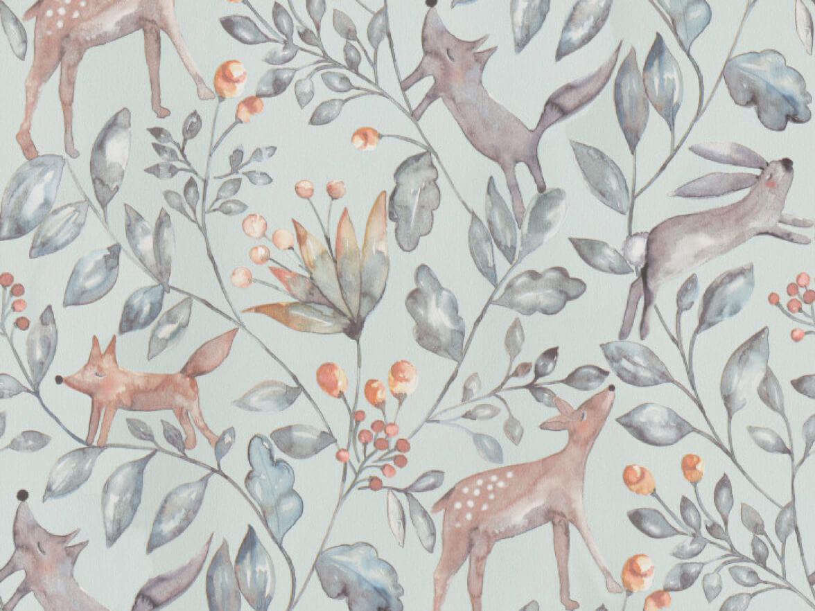 Kinderkamer behang dieren blauw