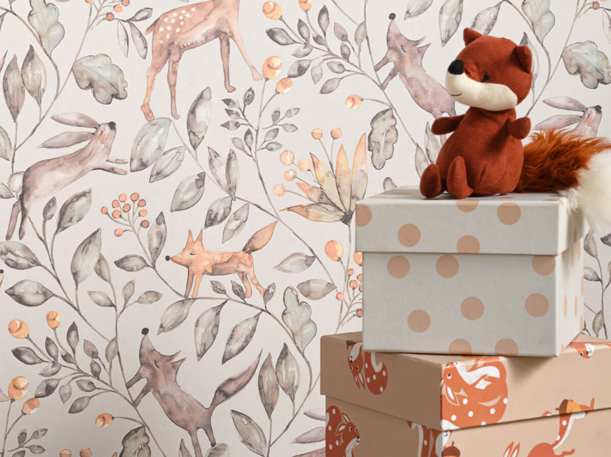 Kinderkamer behang dieren blauw