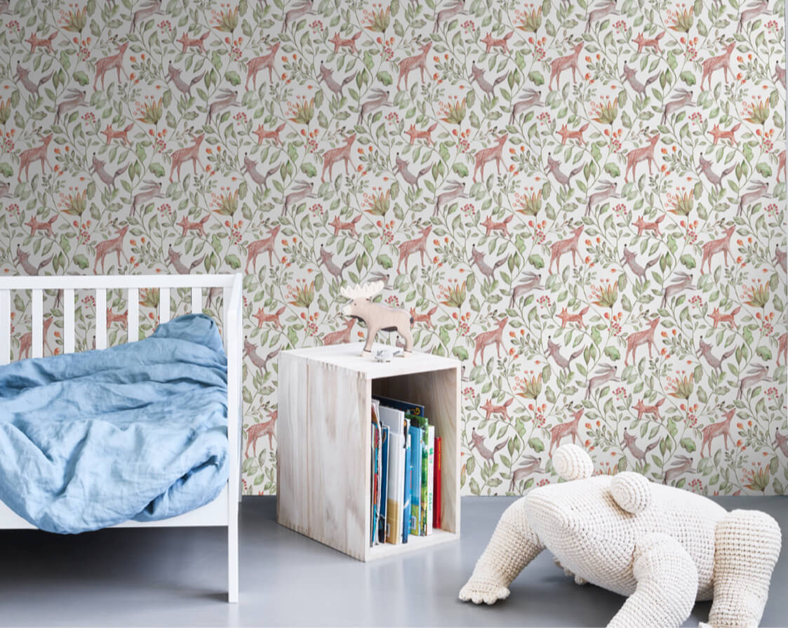 Kinderkamer behang dieren wit