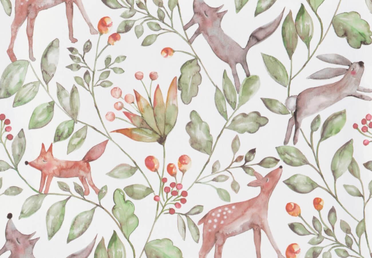 Kinderkamer behang dieren wit