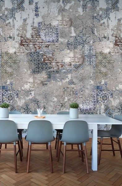 Oude muur behang