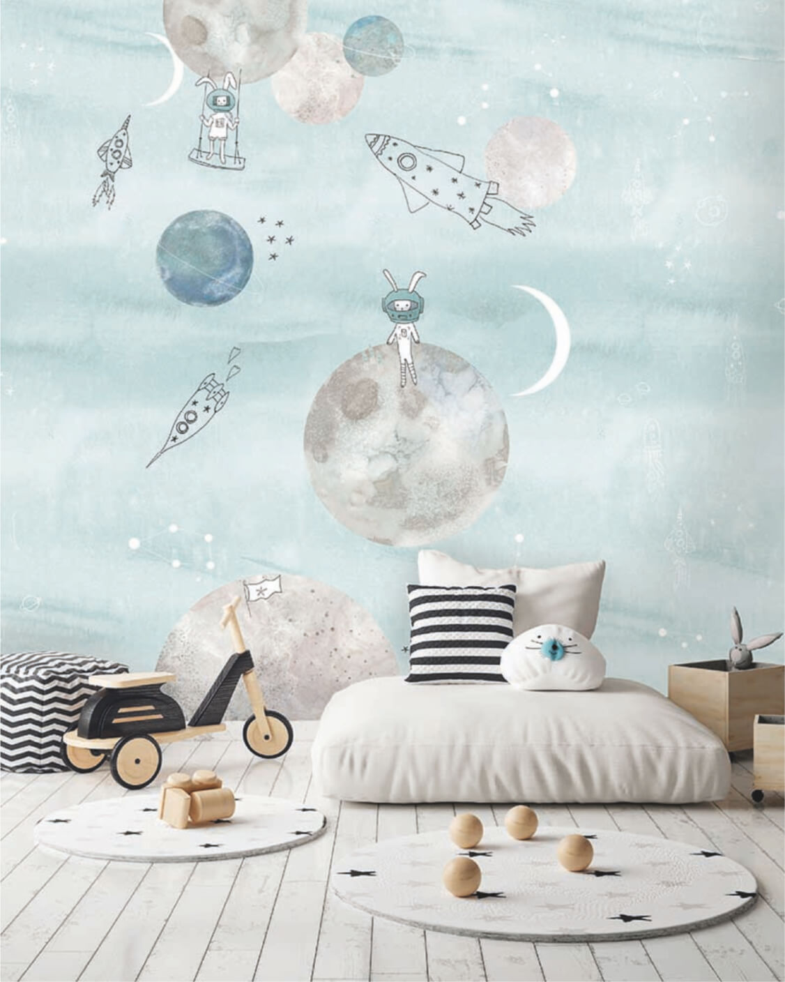Ruimte behang blauw