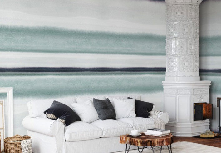 Scandinavisch behang blauwe tinten