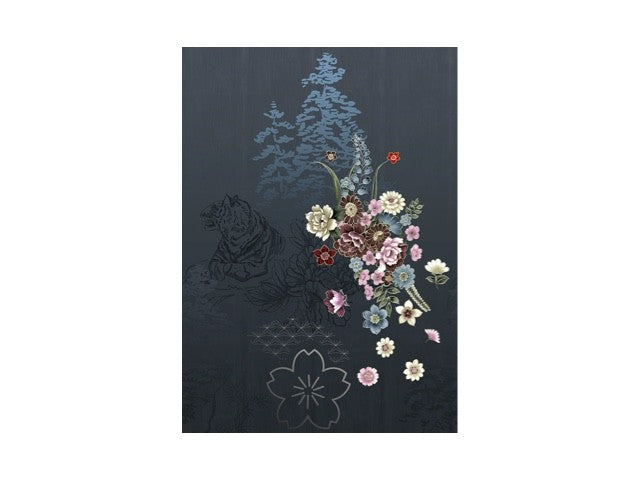 Donkerblauw tijger behang
