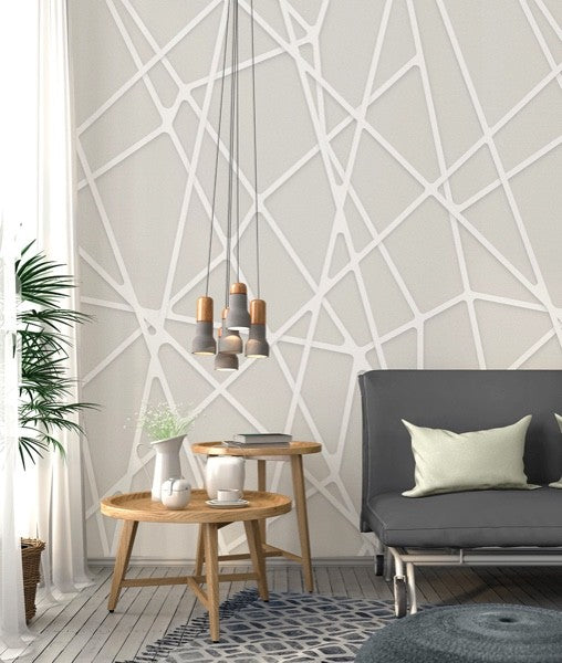Moderne lijnen behang beige