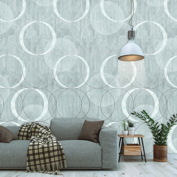 Cirkel behang licht blauw