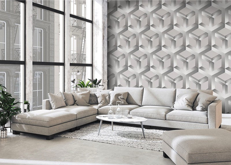 3D hexagon behang
