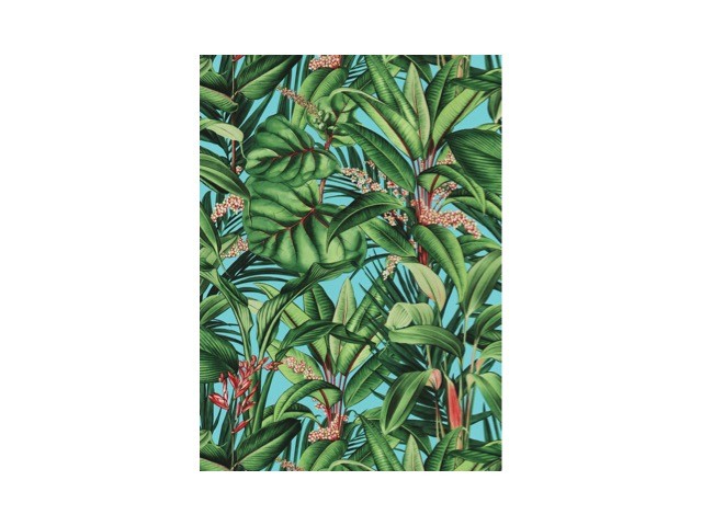 Tropische planten behang blauw