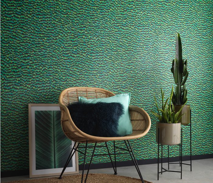 Veren behang groen