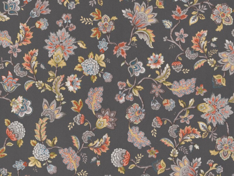 Vintage bloemen behang grijs
