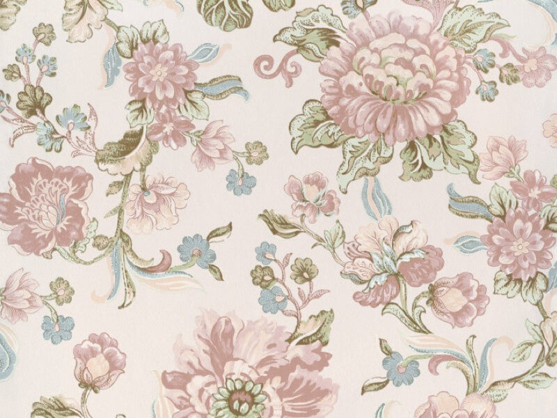 Vintage bloemen behang wit