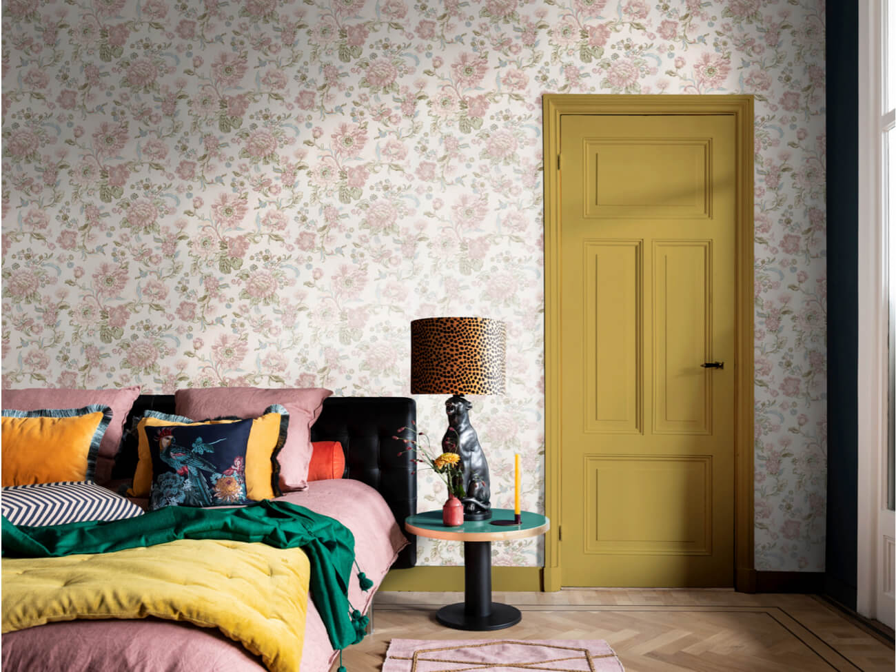 Vintage bloemen behang wit