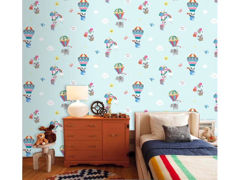Dierenmix behang blauw