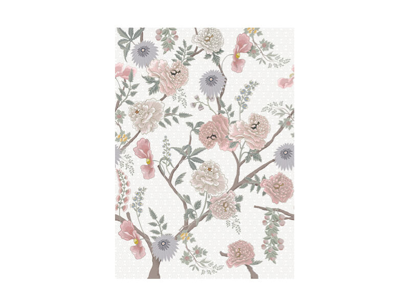 Wit bloemen behang