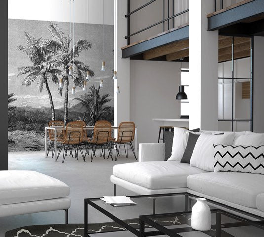 zwart & wit palmbomen behang
