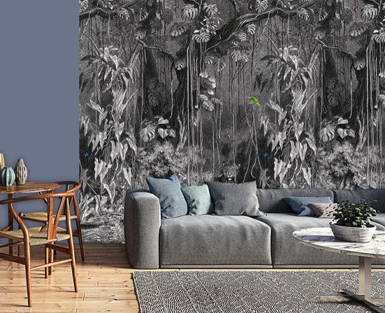 Zwart & Wit jungle behang